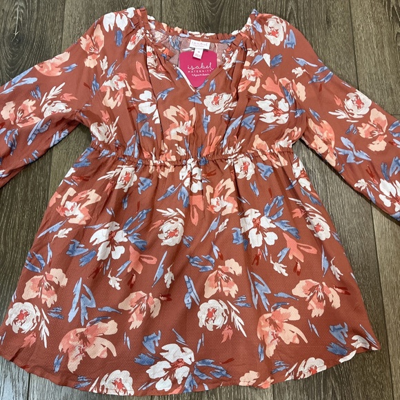 Isabel Maternity Woven Maternity Blouse Pink Floral maternity top Medium 1222 - Picture 7 of 12